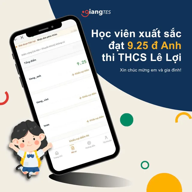 Kết quả học tập học sinh GIANGTES do trung tâm công bố (ảnh 3).