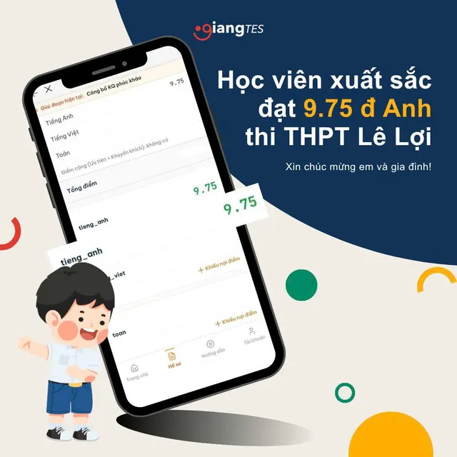 Kết quả học tập học sinh GIANGTES do trung tâm công bố (ảnh 4).
