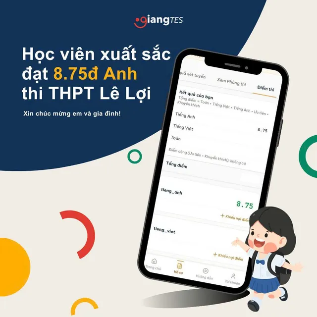Kết quả học tập học sinh GIANGTES do trung tâm công bố (ảnh 6).